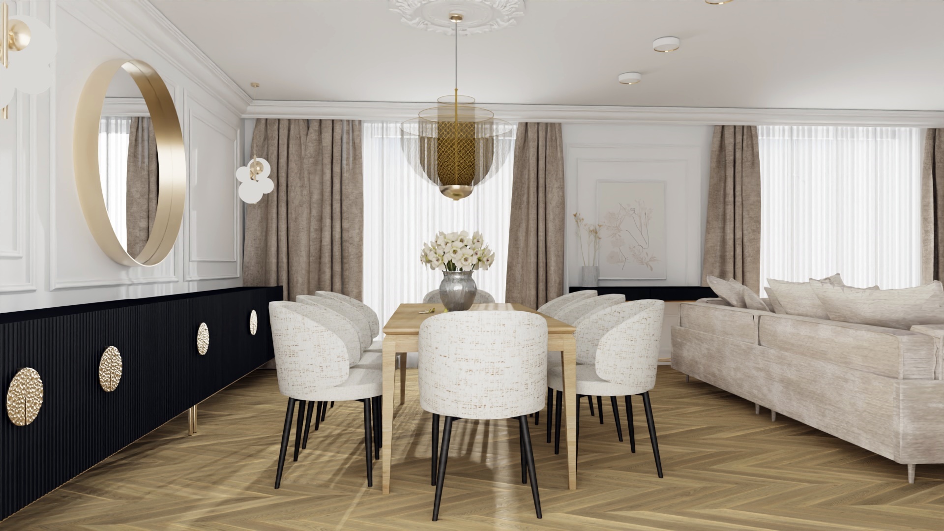 salon z jadalnią konin